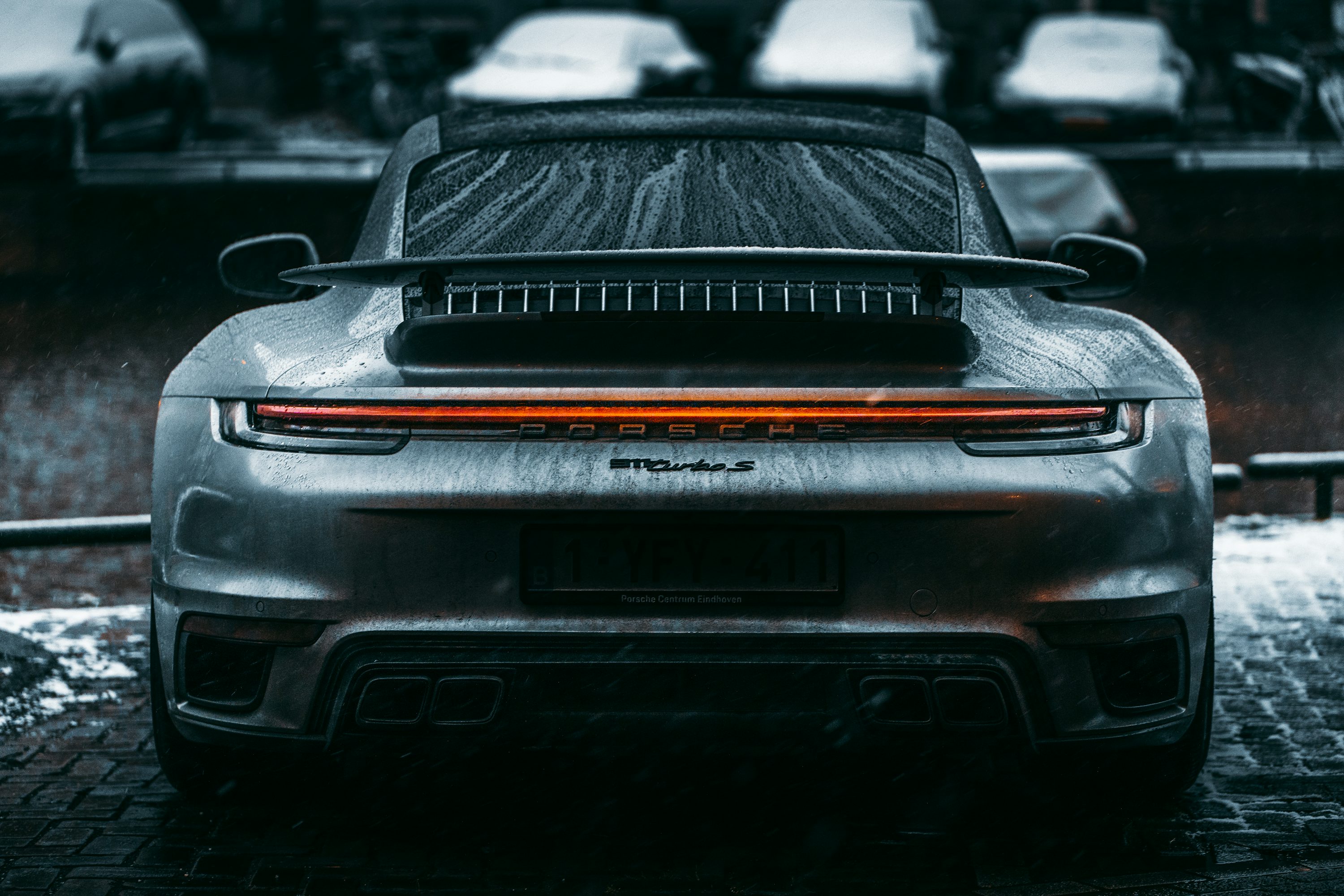 black car in grayscale photography