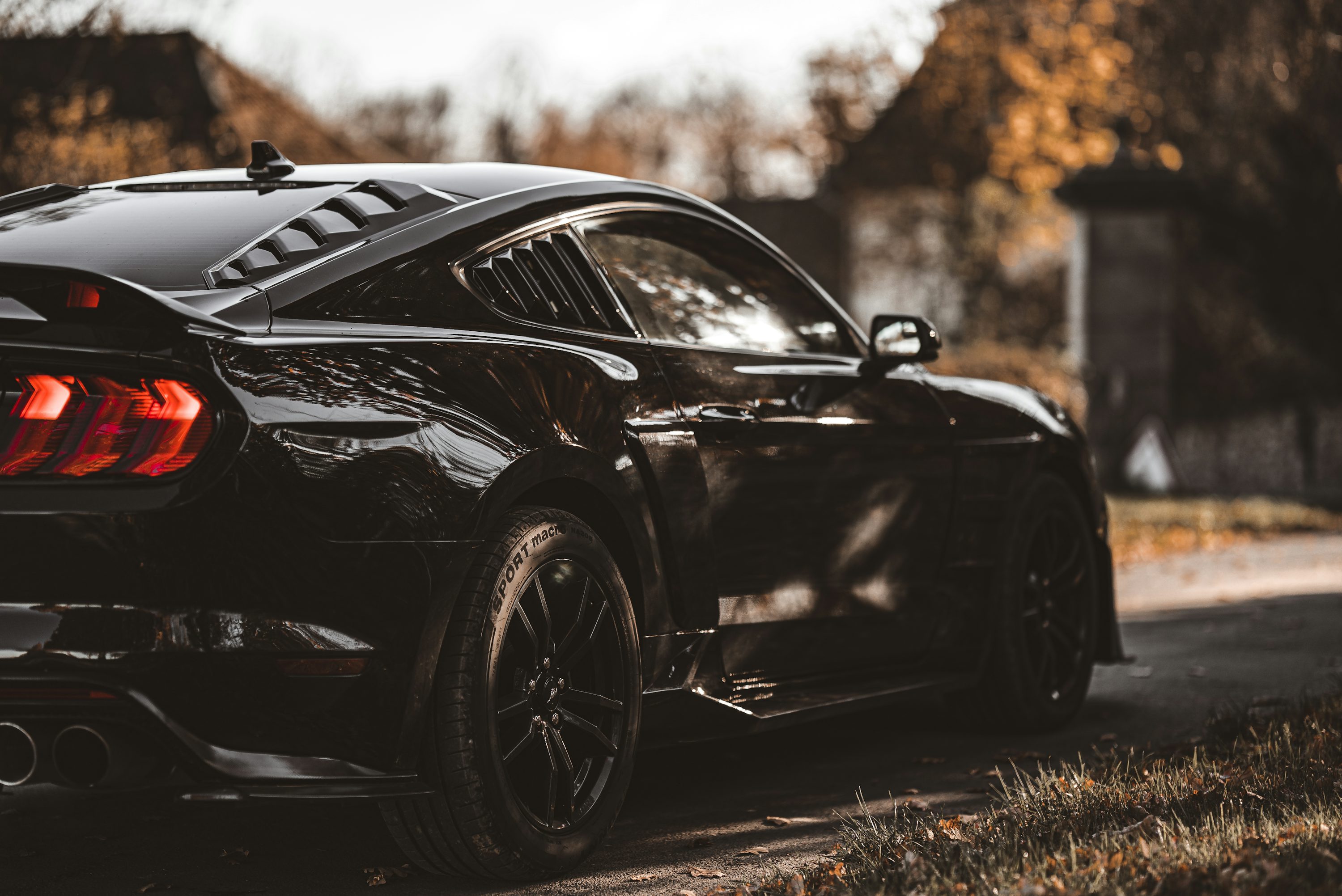 a black car on a road