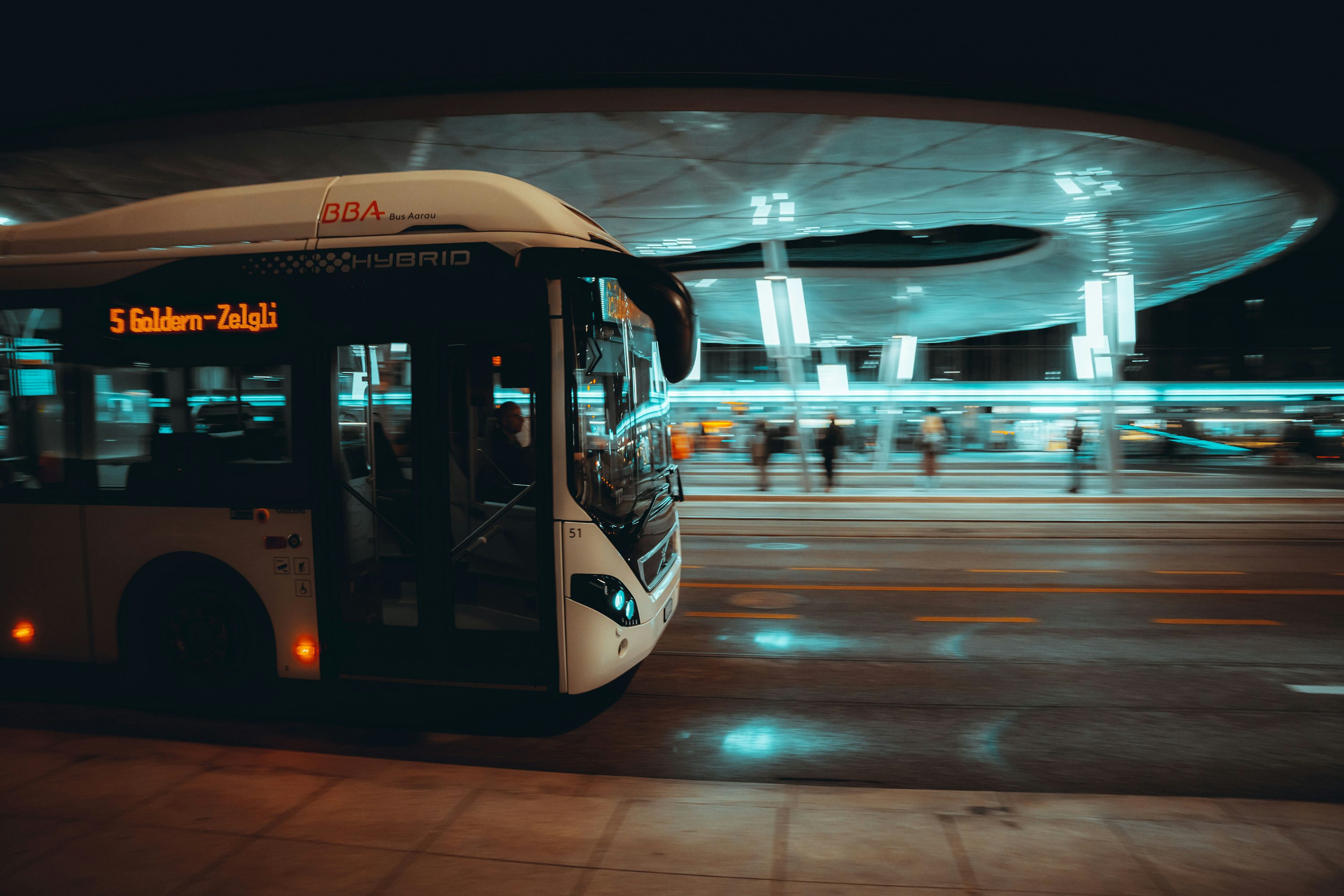 a bus in a station