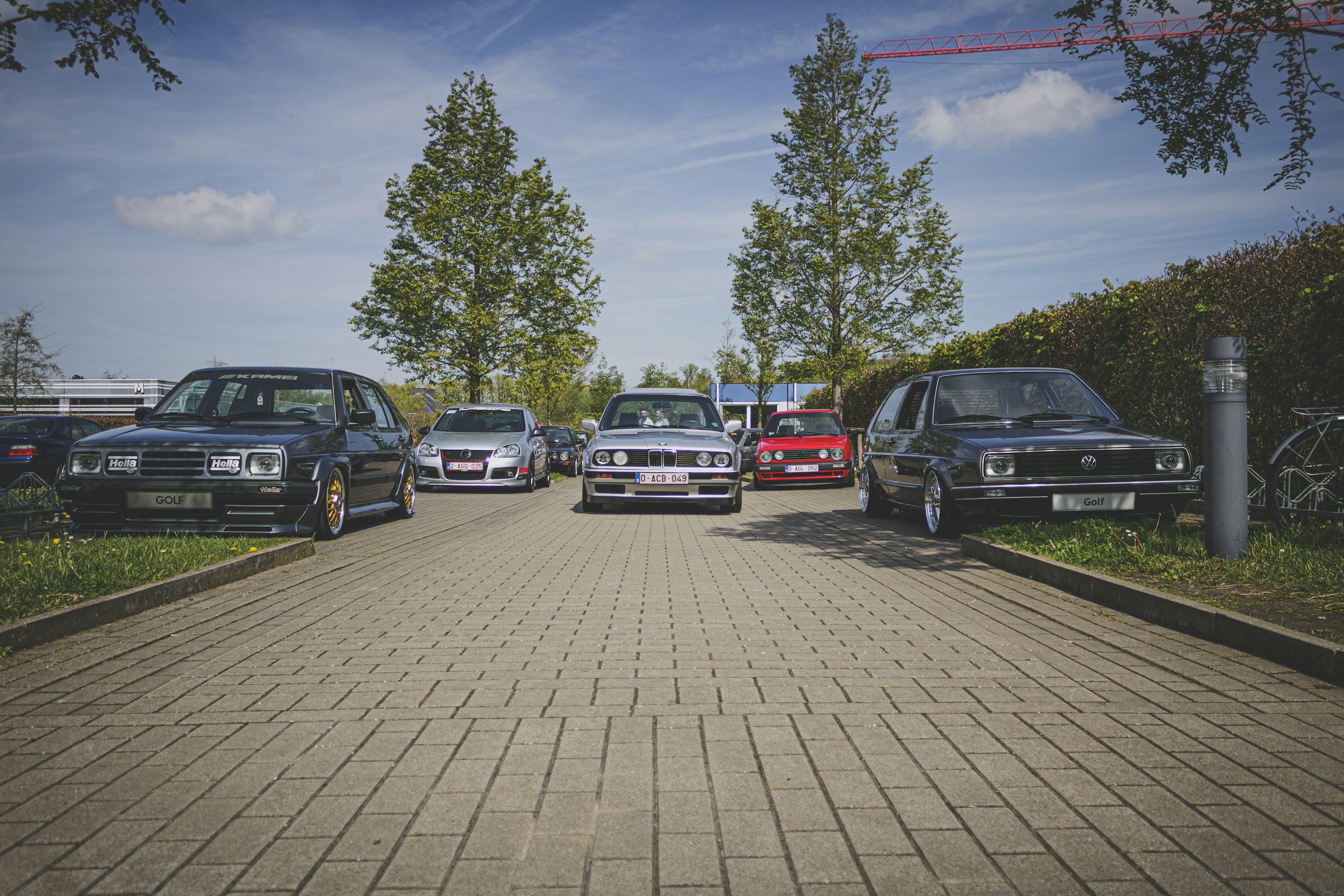 a group of cars parked next to each other