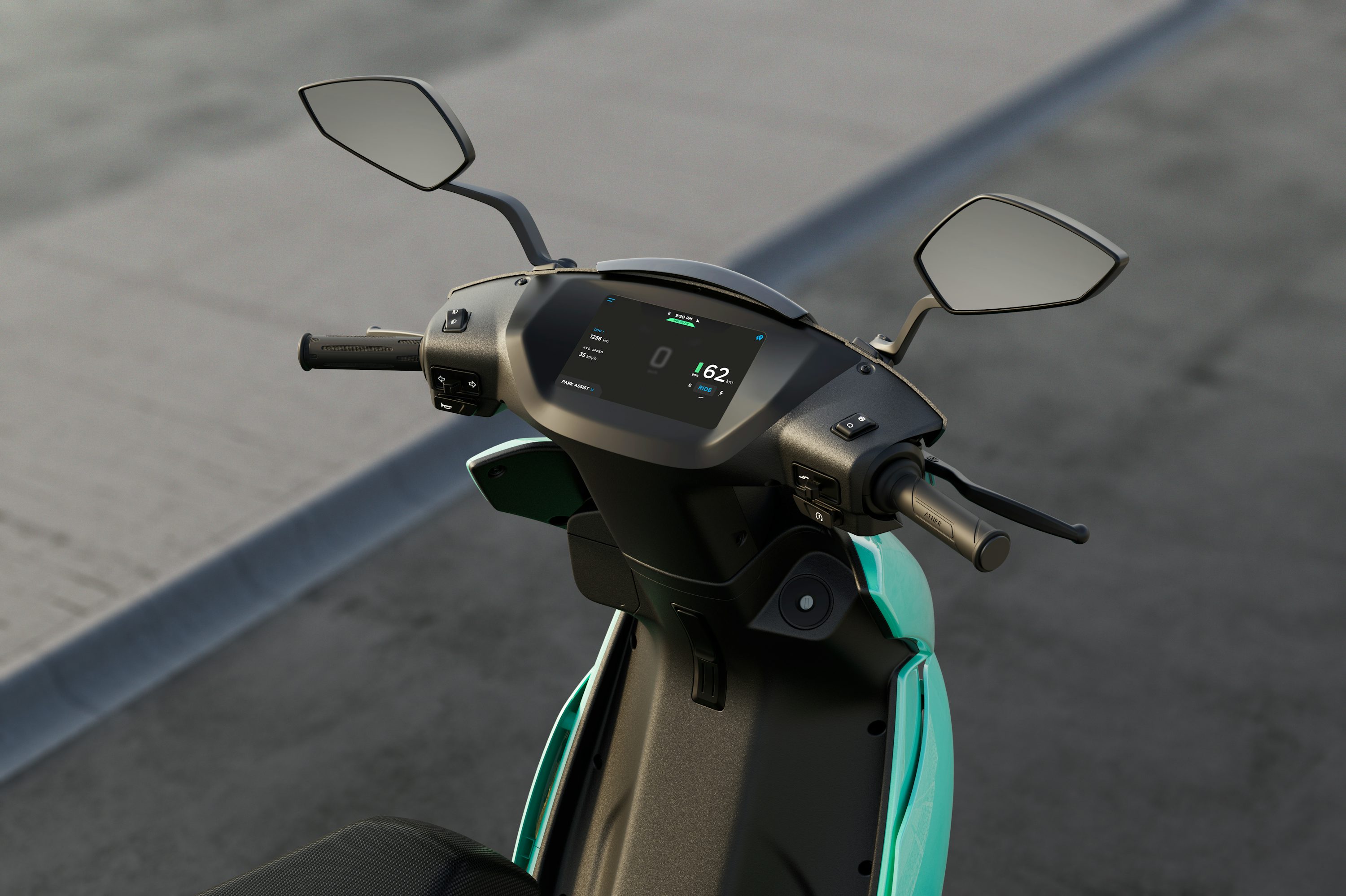black and green motorcycle with green cover