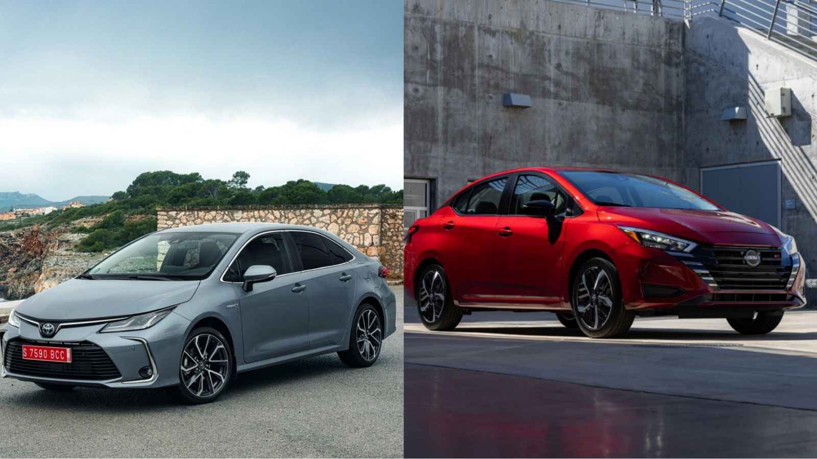 Compare the 2025 Toyota Corolla and Nissan Sunny for fuel efficiency, maintenance costs, and tech features