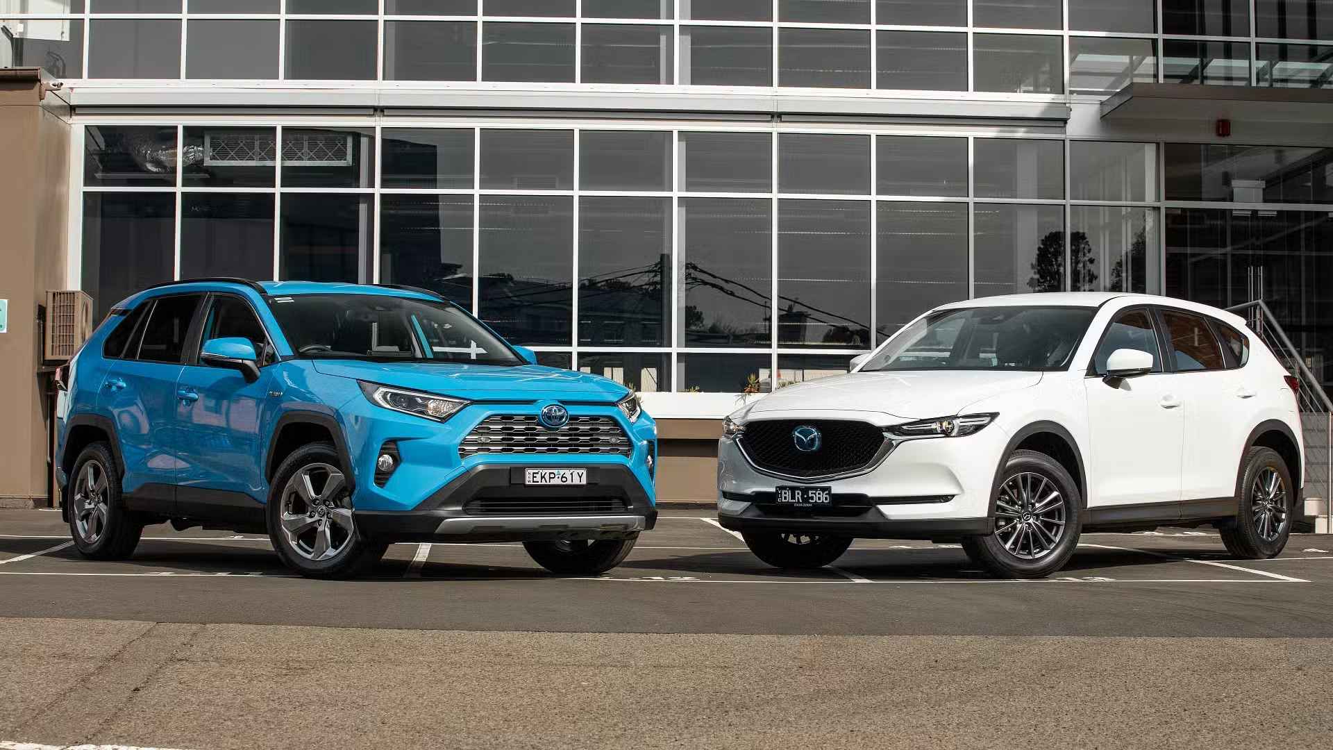 Compare the 2025 Mazda CX-5 and Toyota RAV4 for fuel efficiency, safety features, and tech upgrades