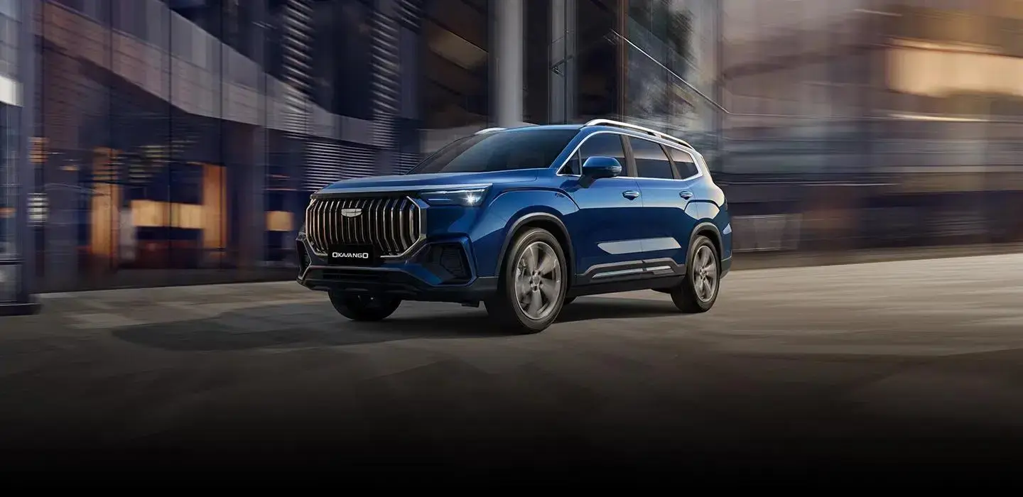 Discover the Geely Okavango Standard 2025, a 7 seater family SUV with spacious interior, turbocharged performance, and a competitive price from 100,000 SAR.