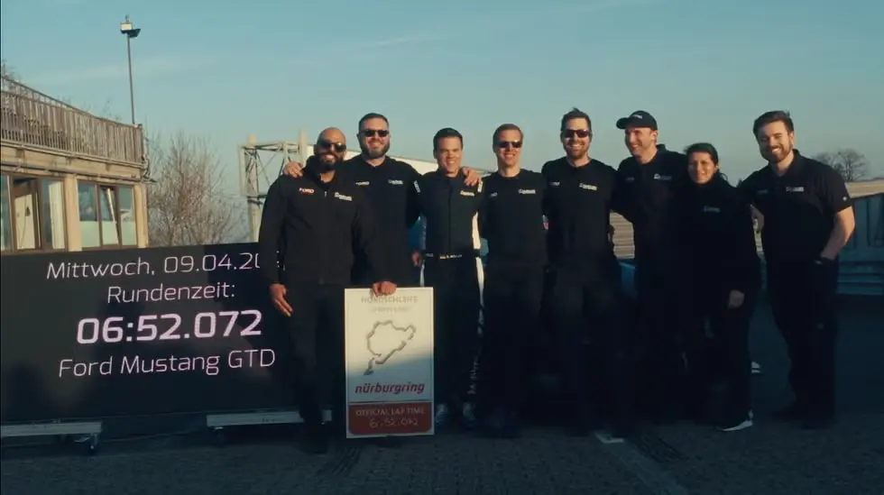 Ford Mustang GTD breaks its own Nürburgring record with a 6:52.072 lap, outperforming Porsche and Ferrari with advanced engineering and race inspired design.