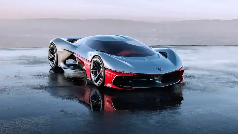 كورفيت كاليفورنيا الاختبارية من جنرال موتورز تكشف عن ملامح الجيل القادم بتصميم كهربائي مبتكر، وسقف من قطعة واحدة قابل للازالة، ومقصورة حمراء تتمحور حول السائق.