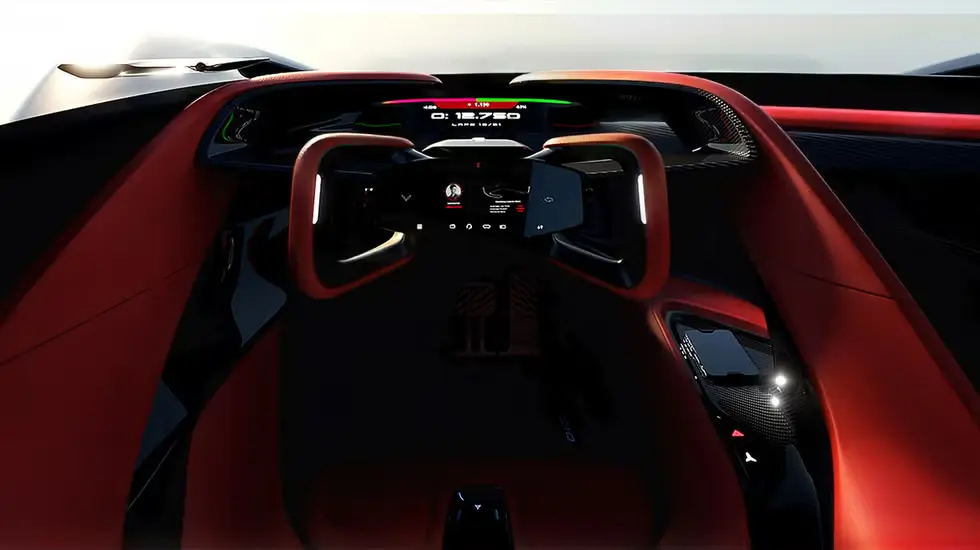 كورفيت كاليفورنيا الاختبارية من جنرال موتورز تكشف عن ملامح الجيل القادم بتصميم كهربائي مبتكر، وسقف من قطعة واحدة قابل للازالة، ومقصورة حمراء تتمحور حول السائق.