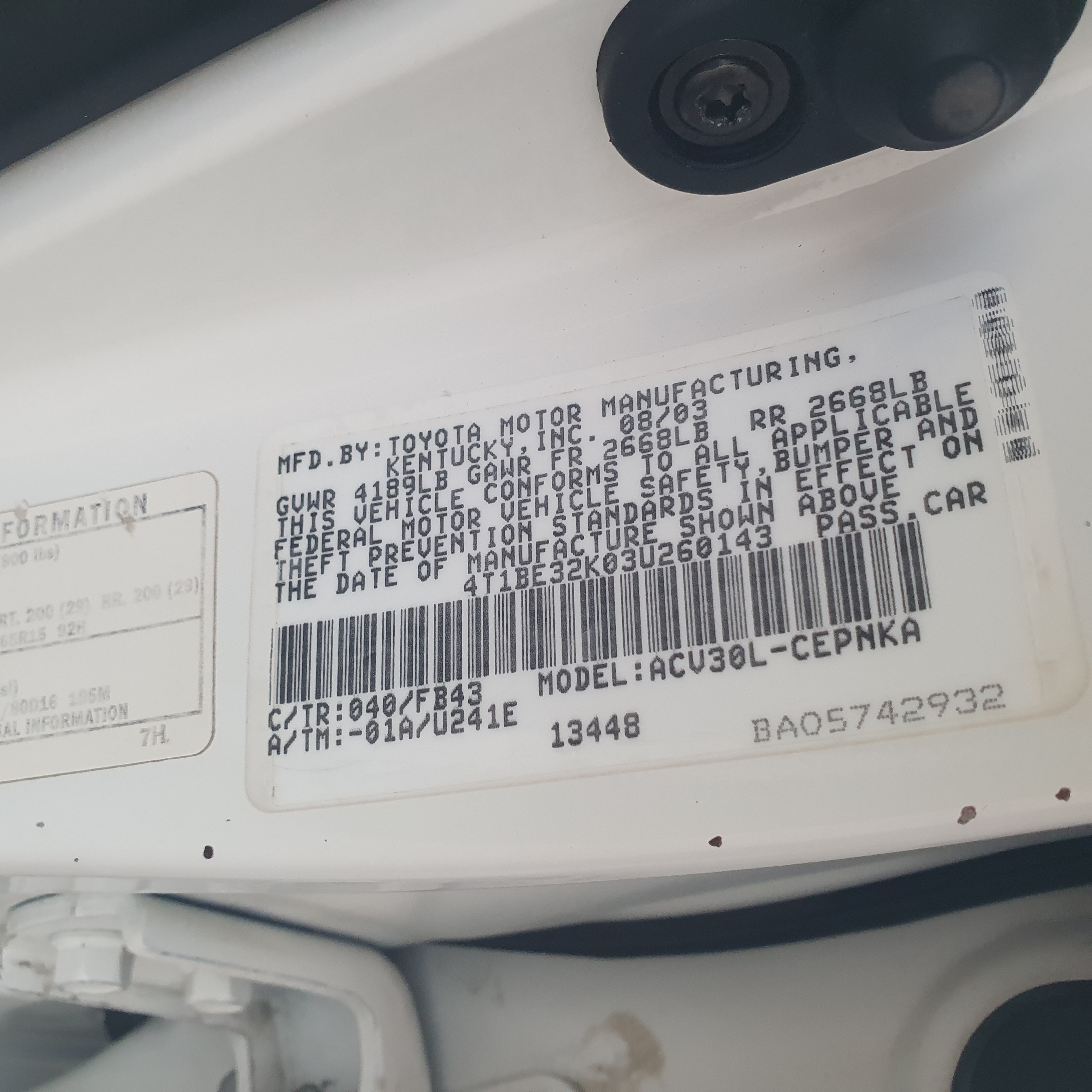 Toyota Camry 2003 2.4L