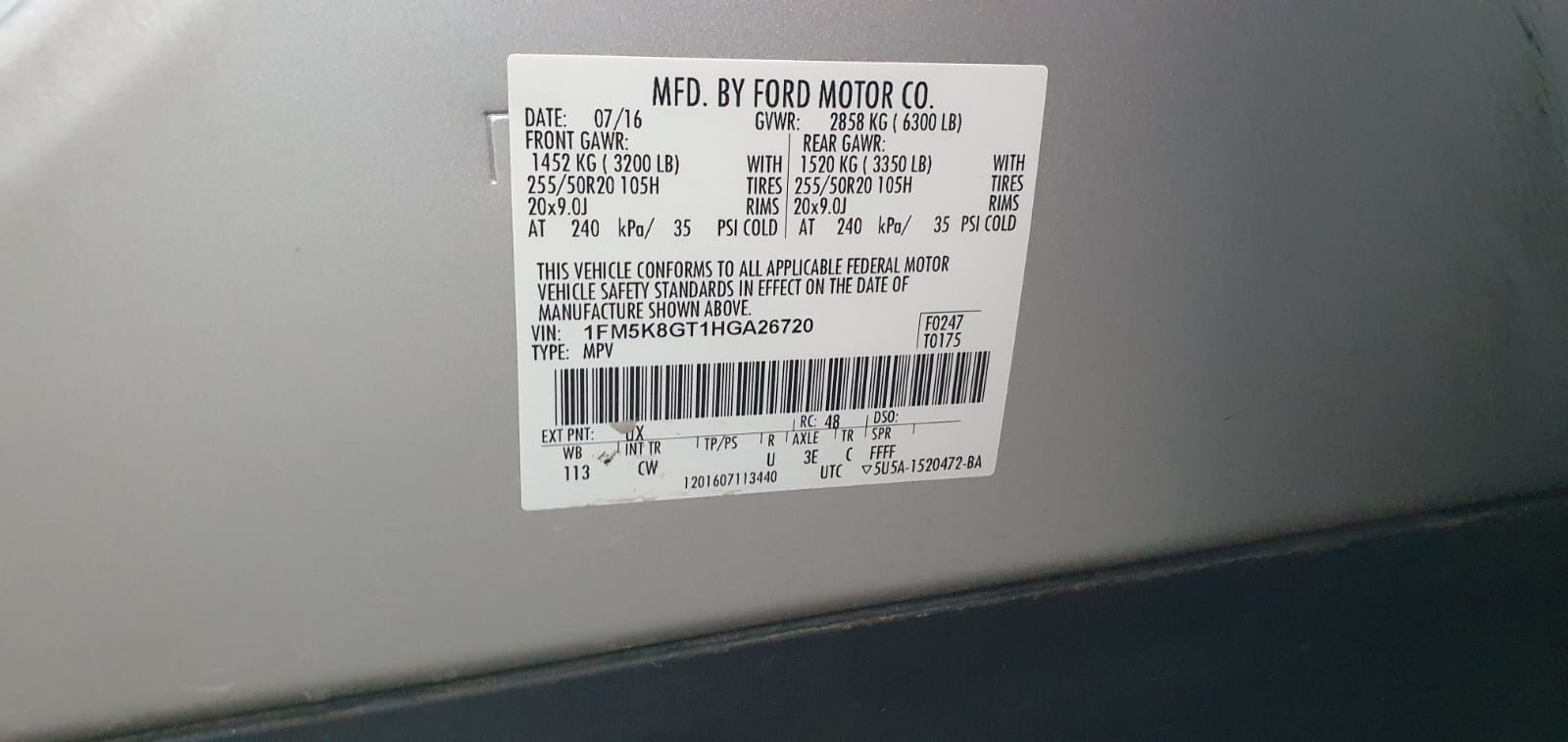 Ford Explorer 2017 3.5L